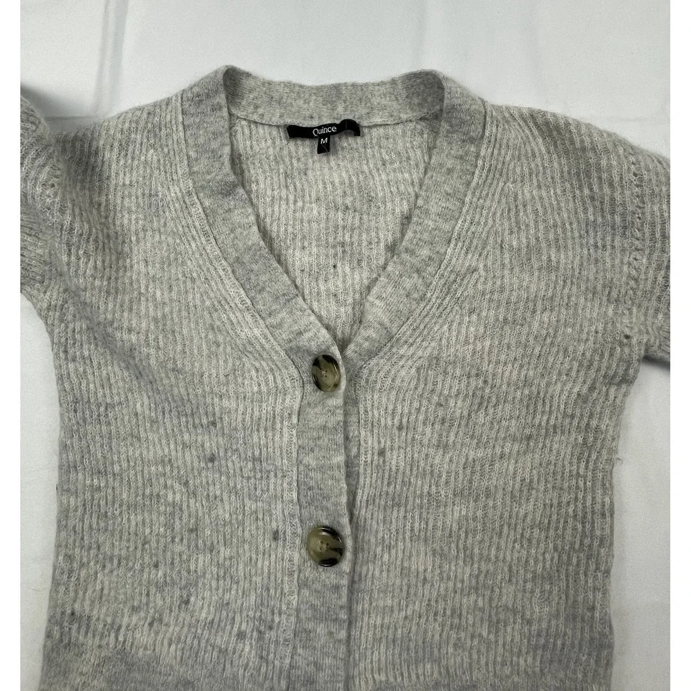 Quince Alpaca Wool Cropped Cardigan Sweater Womens Medium Ivory Quiet Luxury